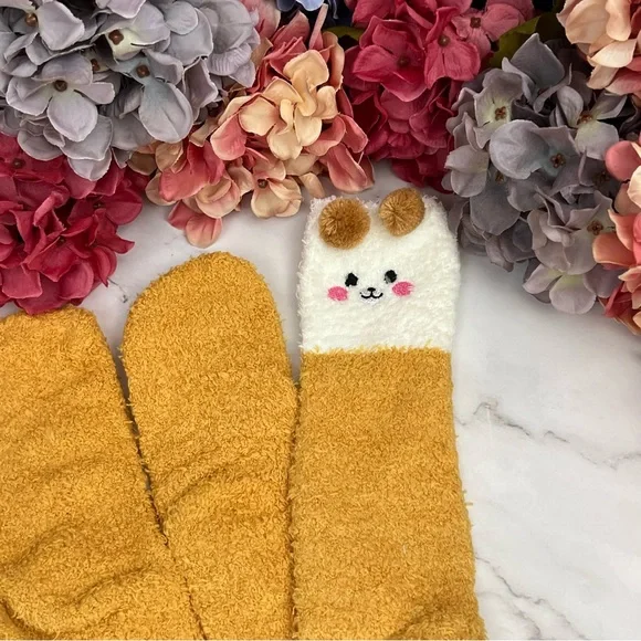 Whimsical Plush Animal Camel Brown Bear Over the Knee Socks - Picture 7 of 14